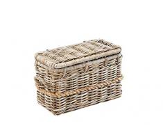Kobolo Rattantruhe mit Griffen und Deckel 50x26x31 cm