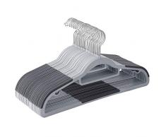 SONGMICS Kleiderbügel 30 Stück, Anzugbügel aus Kunststoff, gut belastbar, mit Anti-Rutsch Design, platzsparend, 0,6 cm Dicke, um 360° drehbarer Haken, 42 cm breit, grau CRP20G30