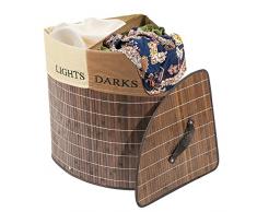 Tatkraft Monaco Wäschekörbe EckWäschekörbe mit zwei Fächern mit Stoff Innensack 48L Bambus Maß 35X35X50H cm