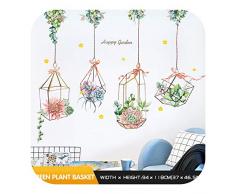 Badezimmer Wandaufkleber, Kreative Warme Wandaufkleber Aufkleber Selbstklebende Schlafzimmer Wohnzimmer Dekoration Hausdekoration Sofa Hintergrund Wanddekoration-Grün Pflanzenkorb-