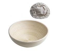 CAN_Deal Gärkörbchen rund, ø 22 cm, Höhe 8.5 cm Banneton Proof Korb für Brot und Teig Proof Rising Rattan Schale(800 Teig) und Liner