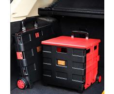 Kofferraum-Organizer, Camping Shopping-Box zusammenklappbar mit Walze Zugstange