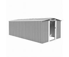 vidaXL Gerätehaus 257x497x178cm Metall Grau Geräteschuppen Schuppen Gartenhaus