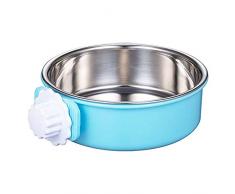YUEBAOBEI Kisten-Hundenapf, Abnehmbare Edelstahl-Korbschale, Hängende Hundenapfschale, Große Wasser-Futterautomat Für Hunde, Katzen, Kaninchen,Blue,2pcs