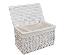 dvier Wäschekorb Wäschetruhe Wäschesammler vollweide weiß mit Deckel Wäschesack 120L, Korb, BxTxH 70x42x42cm