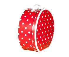Hutschachtel Pappe rot weißen Punkten ca. Ø 30 x 15 cm Hutkoffer Hutbox Hutaufbewahrung Hutschachte Hutkiste Hutkarton