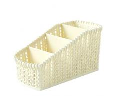HUAJIANGHU Kosmetiktäschchen Plastikverfassungs-Organisator-Kasten-kosmetischer Kasten-Vorratsbehälter-nachgemachte Rattan-Körbe Tischplattenverfassungs-Kasten Für Badezimmer (Color : Beige)
