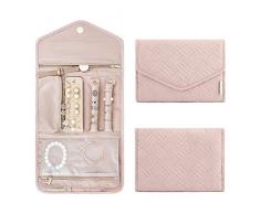 bagsmart Schmuck Organizer Tasche Reise Schmuckaufbewahrung für Ringe, Ohrringe, Halsketten, Uhren, Rosa