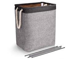 DYD Faltbarer Wäschekorb mit Griffen Leinen Großraumtrichter für Wäschekörbe Eingebautes Futter Haltbares Upgrade Faltbarer Wäschekorb für Spielzeug Kleidung Organisation