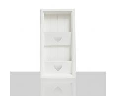 DRULINE Zeitschriftenhalter Zeitungshalter Herz Zeitung Wandzeitungshalter Magazinboard Landhaus Stil 2 Fächer | L x B x H : ca. 30 x 5.5 x 60 cm | Farbe Weiß