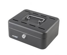 HMF 3088-02 Geldkassette Sparkassette 8 Sparfächer 20,0 x 16,0 x 9,0 cm, schwarz