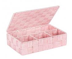 WENKO 22568100 Adria Aufbewahrungskorb mit Deckel Rosa Klein - Badkorb, Polypropylen , 26.0 x 17.0 x 7.5 cm