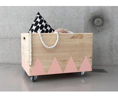 Holz Spielzeugkiste Rosa - Rollen Triangel skandinavisch