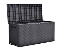 Jelenia Plast Gartentruhe Nizza Rattan-Design Rollbox Auflagenbox Kissen Aufbewahrung Truhe