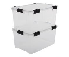 Iris Boxen All-Weather Box, 2er-Set, AT-L, für herausfordernde Lagerbedingungen, Plastik, transparent, 50 L, 59 x 39 x 29 cm