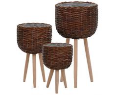 Festnight Pflanzgefäß-Set 3-TLG. | PflanzKorb | Balkon Weidenkorb | Terrasse Blumenkasten | Garten Blumentopf | Pflanzkübel | Braun Weide mit PE-Auskleidung