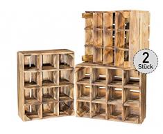 2er Set neue geflammte Kiste für Flaschenregal - Weinregal Weinkiste Flaschenkiste Flaschenlagerung Aufbewahrung von Flaschen Weinflaschen Obstkiste Holzkiste Dekokiste Weinkiste 50x40x23cm