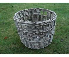 Regalkorb, Holzkorb, Allzweckkorb aus Rattan, grau-beige, ca. 45 x 45 x 33