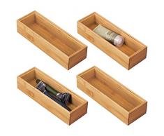 mDesign 4er-Set Aufbewahrungsbox fürs Badezimmer – praktische Schubladenbox aus Bambus – hochwertiger Bad Organizer für Schminke, Rasierer, Lotionen etc. – naturfarben