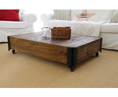 Couchtisch Truhe Holzkiste Beistelltisch Vintage shabby chic Landhaus Massivholz nussbaum