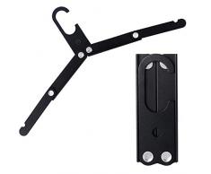 Pellorryxn Kleiderbügel, zusammenklappbar, Aluminiumlegierung, tragbar, Reise-Kleiderbügel, Outdoor-Taschen-Kleiderbügel, 2 Stück, Schwarz