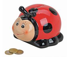 Marienkäfer-Spardose in Rot & Schwarz aus Keramik | Sparbüchse mit Schlüssel und Schloss | Kinder-Sparschwein klein abschließbar | Glücksbringer