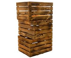 8 x Obstkiste Johanna in dunkel / Natur oder geflammt Maße ca 50 x 40 x 31cm xxxaus dem Alten LandxxxWeinkisten Obstkisten Holzkiste Dekokiste Regal (geflammt)