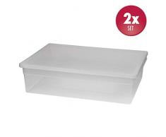 2 Stück XL Aufbewahrungsbox mit Deckel aus transparentem Kunststoff und XL Stauvolumen! Maße: 37,6 x 52 x 13,9 cm