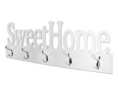 Haku Möbel Wandgarderobe - MDF weiß lackiert mit 5 Haken Breite 74 cm