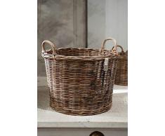 Riviera Maison - Übertopf Deko Korb mit Henkel/Schriftzug 39 Rustic Rattan Planter L