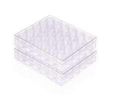 Perlen Organizer aus Kunststoff (2 Pack) - Entfernbaren Unterteilungen im Topf Stil, Aufbewahrung Box mit Deckel für Perlen, Nail Art Glitzer, Make-up, Schmuck, Perlen und Pillen