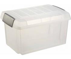Helit H6160702 - Aufbewahrungsbox 60 Liter, geeignet für Ordner, transparent