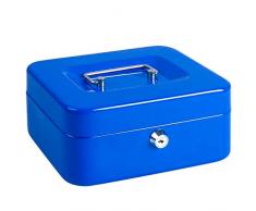 Parrency Geldkassette mit Geldfach,Metallschließfach Sparbüchse mit Tastensperre für Sicherheit, 20 x 16 x 9 cm, Blau