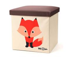little Babo Faltbare Aufbewahrungsbox Kinder - groß & stabil zum sitzen - Spielzeug-Kiste mit Deckel - Aufbewahrung im Kinderzimmer - Regal-Korb - Storage Box - Aufbewahrungskorb Kinderzimmer (Fuchs)