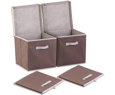 PEARL Faltbox mit Deckel: 2er-Set Aufbewahrungsboxen mit Deckel, faltbar, 31x31x31 cm, braun (Faltbare Ordnungsboxen)
