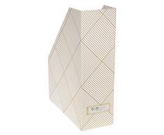 Bigso Box of Sweden Stehsammler mit Beschriftungsetikett – Zeitschriftensammler aus Faserplatte und Papier – Stehordner für Akten, Dokumente oder Zeitschriften – Gold und weiß