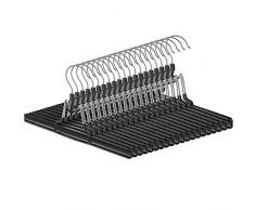 SONGMICS Hosenbügel aus Metall, 20 Stück, Hosenspanner, Rockbügel, Kleiderbügel, Klemmbügel, Rockspanner, um 360° drehbarer Haken, für Röcke und Hosen, schwarz CRI07B20