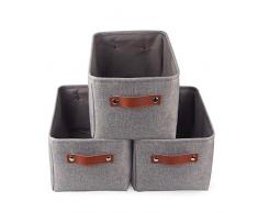 Mangata Grau Aufbewahrungsbox aus Stoff, Waschbar Aufbewahrungskorb aufbewahrung für Spielzeug, Kleidung, Regale (3er Set, Mittel)