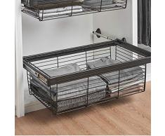 Ausziehbarer Schubladenkorb, Verstellbarer Kleiderschrank-Aufbewahrungsorganisator, Teleskopmantelkorb für Küche und Kleiderschrank (42-97 cm) (Size : 86.4 * 45.6 * 27.2cm)