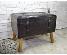 Livitat® Hocker Polsterhocker Suitcase Pouf Truhe Staufach Truhenbank Sitzbank Ottomane Dunkelbraun B60 x T40 x H47 cm LV2082