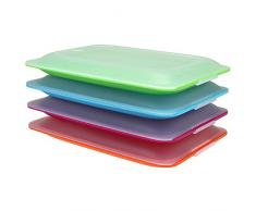 Hochwertige Aufschnitt-Boxen 4er Set platzsparend stapelbar ( Stapelboxen ) / Vorratsdosen-Set für Aufschnitt mit integrierter Servierplatte. Foodcenter Frischhaltedosen für den Kühlschrank