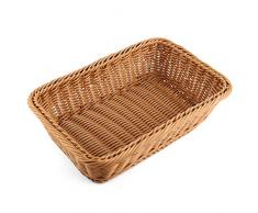 ColiCor Korb-Schale Brotkorb Rattan + Edelstahl holzbrett Schale Baguette Schale 30 * 20 * 7 cm