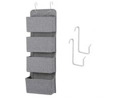 MaidMAX Hängeorganizer Starsglowing mit 4 Taschen, faltbares Hängeregal mit 2 Haken für Handtücher Windeln Spielzeug im Kinderzimmer Schrank, über Tür oder Wandmontage – Grau