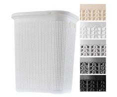 KADAX Wäschekorb, 50L, multifunktionale Wäschetruhe mit Deckel, Leichter Wäschesammler, Wäschesortierer aus Kunststoff, für Bad, schmutzige Kleidung, Spielzeug, Wäschebox (weiß)