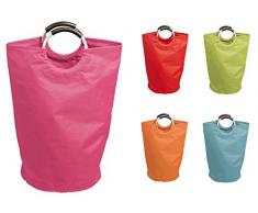 Sanwood 1010223 Wäschetasche Elsa mit Alugriffen, Wäschesammler für Aufbewahrung und Transport, Strandtasche, Stoff, beere, 36.0 x 54.0 x 64.0 cm