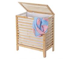 Mendler Wäschekorb HWC-B92, Laundry Wäschetruhe Wäschebox Wäschesammler Wäschebehälter Wäschetonne, Bambus 61x51x31cm 65l