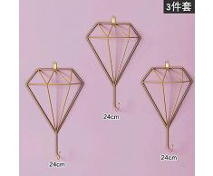 WANDOM Bekleidungsgeschäft Haken Einzelhaken Persönlichkeit Golden Diamond Hook Kombination Kleiderbügel-Set von 3