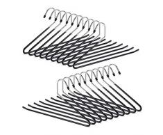 Relaxdays Hosenbügel 20er Set, rutschfest, Kleiderbügel für Hosen, gummiert aus Metall, platzsparend, Set, 35 cm, schwarz