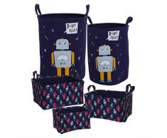 Deco Line Set 5 Mehrzweckkörbe Roboter, Polyester