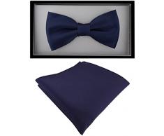 Set Jungenfliege in dunkelblau marine Uni - Fliegen Gr. 29 bis 50 cm Halsumfang verstellbar + Einstecktuch + Aufbewahrungsbox